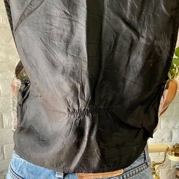 Vintage Huntington Ridge Classic 1990s Floral Tapestry Tie Back Vest Cottagecore - Picture 9 of 13